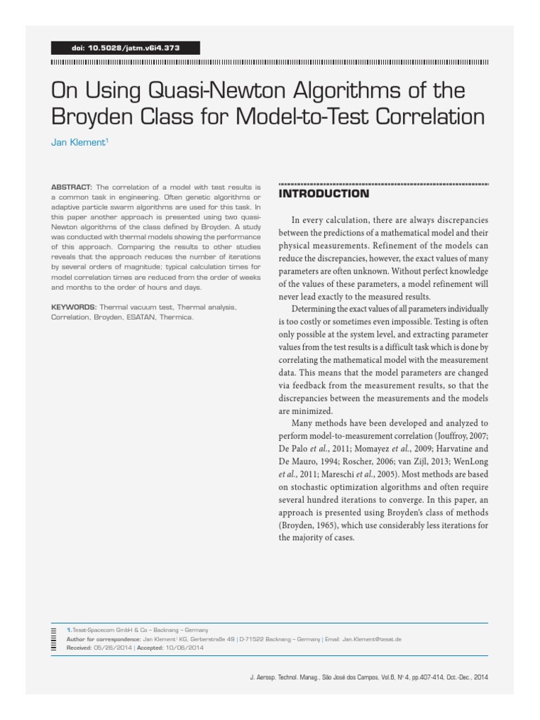 Broyden Algorithms for Thermal Model Correlation | PDF | Vector Space ...