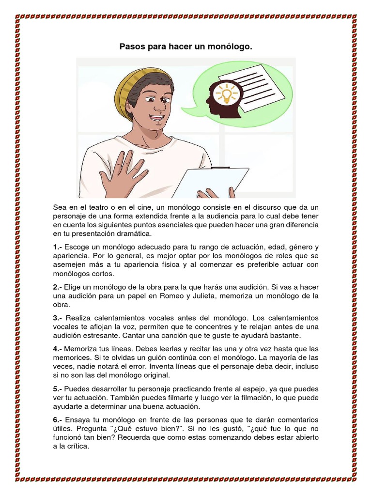 Pasos Para Ser Un Monologo Monologo