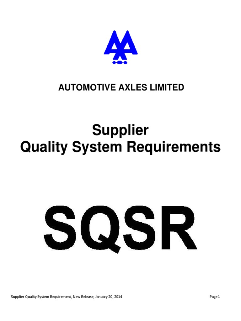 Quality Management System Requirements for Automotive Axles Limited