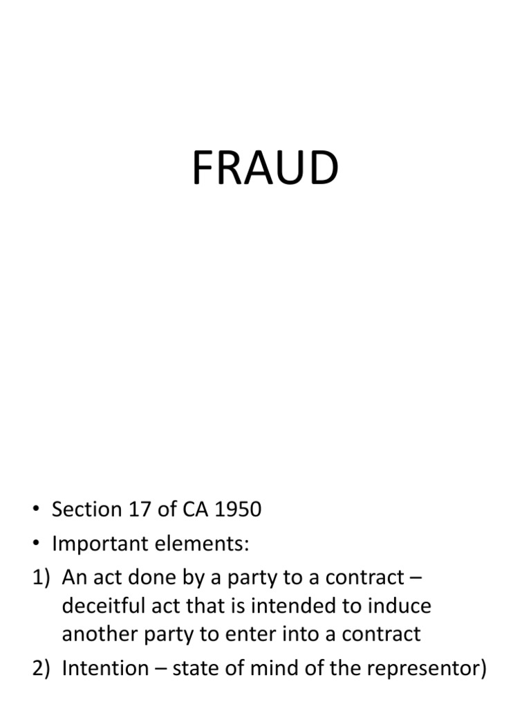 Fraud And Misrepresentation Misrepresentation Comparative Law