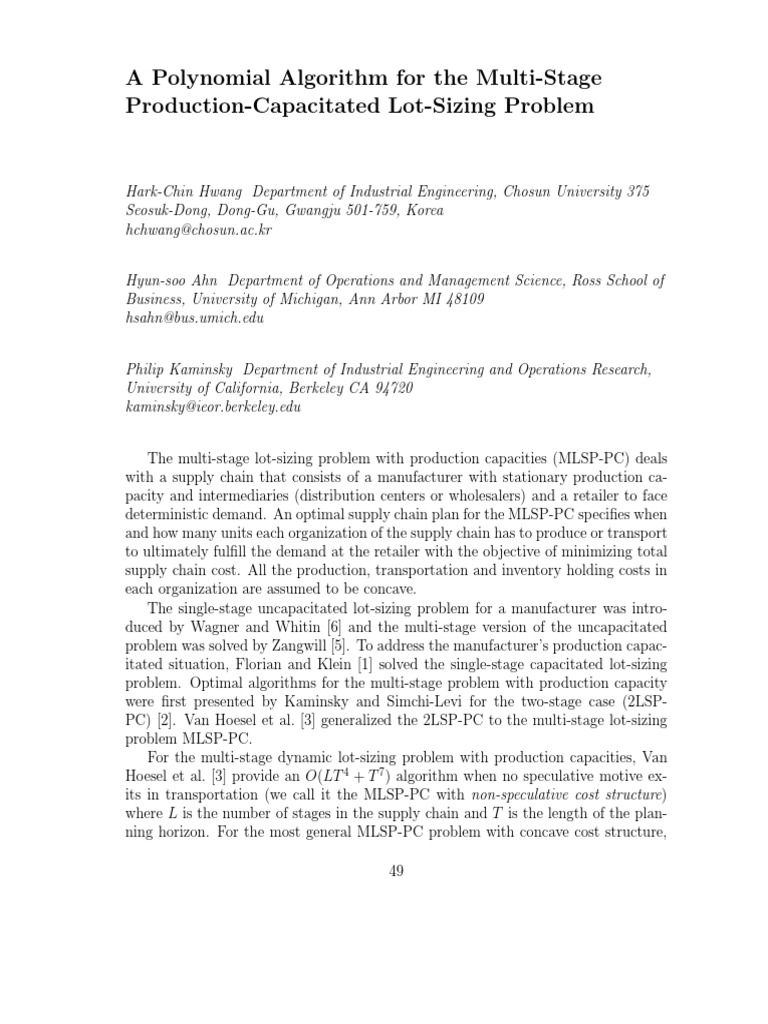 Polynomial Algorithm For The Multi-Stage PDF | PDF | Time Complexity ...