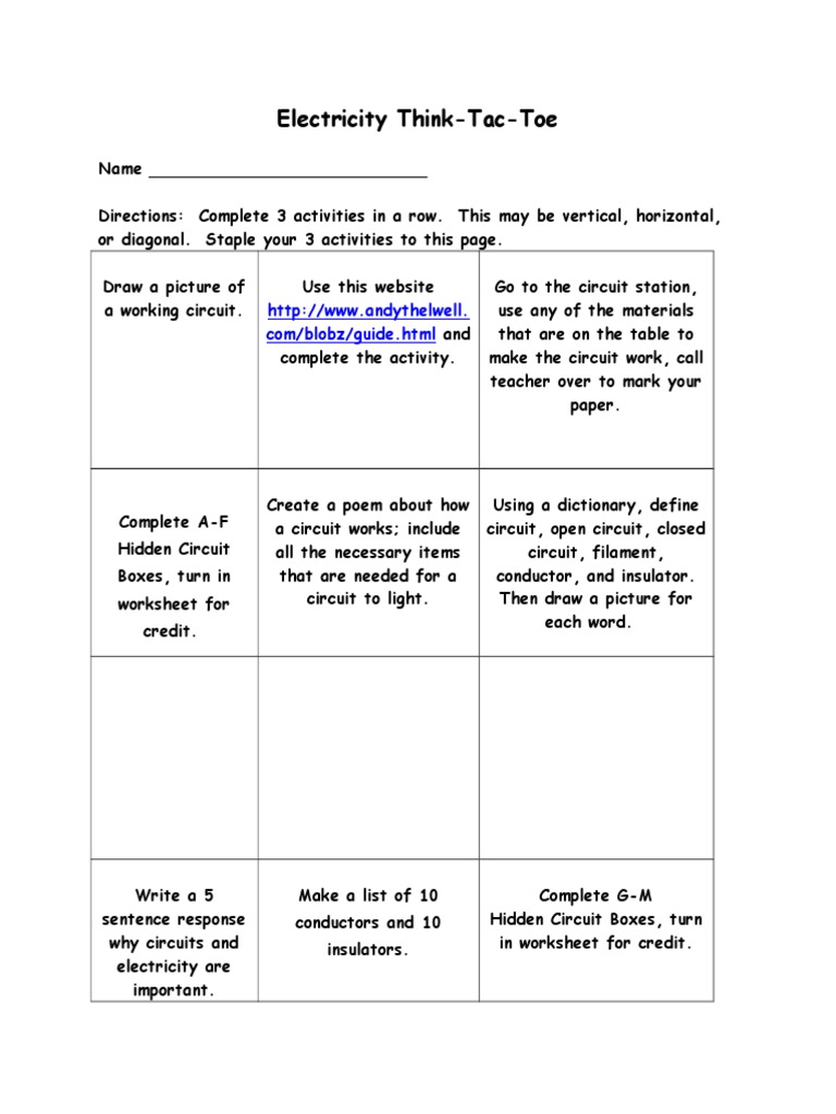 Blobz Guide: Electric Circuits Activities | PDF