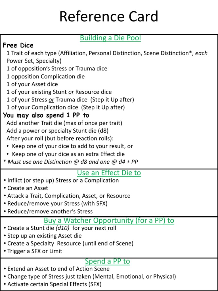 Reference Card Page | PDF