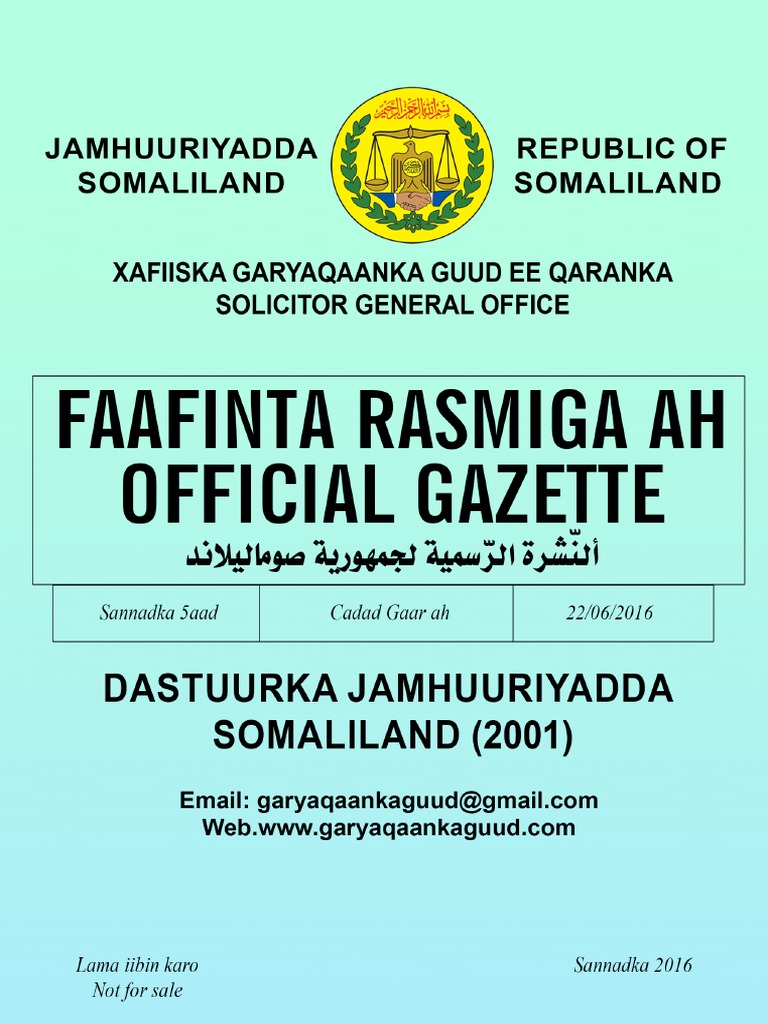 Dastuurka Jamhuuriyadda Somaliland. 2001 PDF