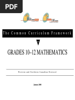 Grades 10-12 Mathematics: The Common Curriculum Framework