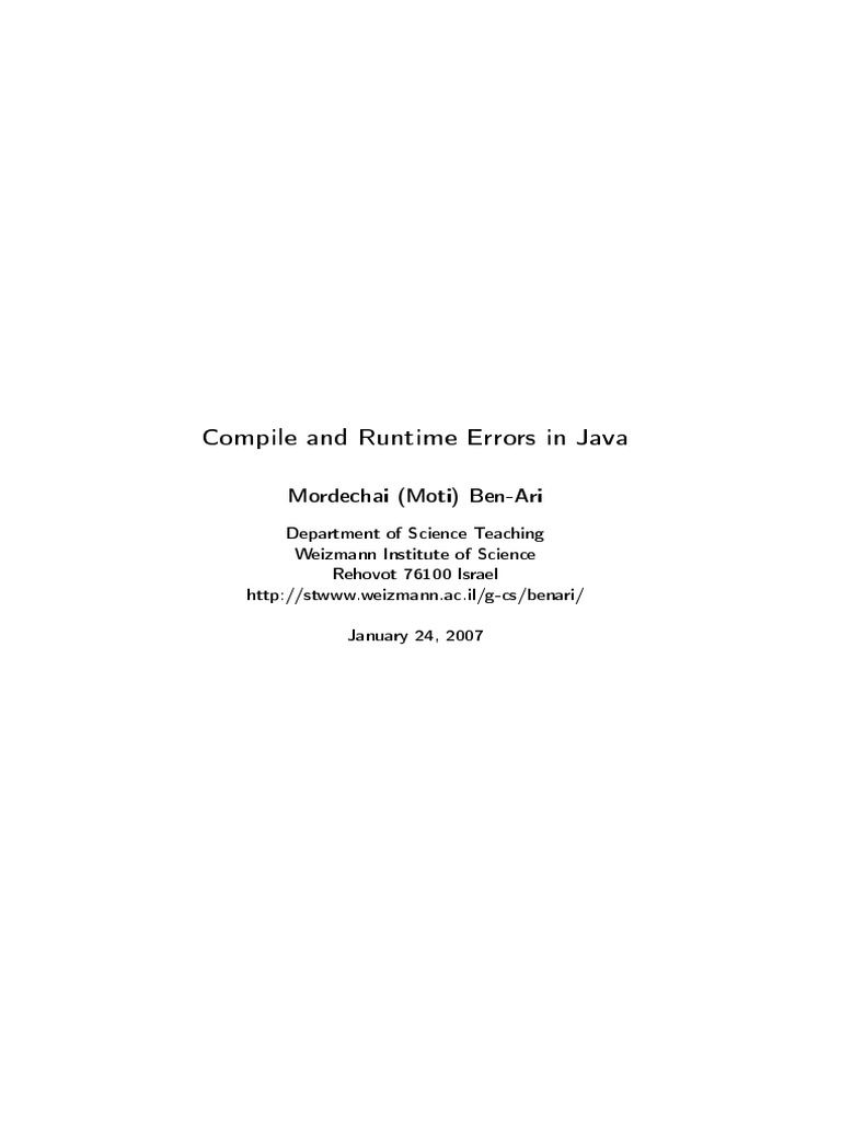 Compile and Runtime Errors in Java | PDF | Data Type | Boolean Data Type