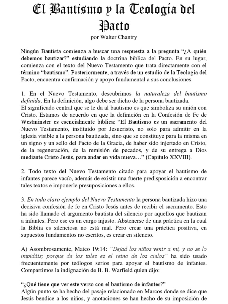Bautismo y Teología del Nuevo Pacto | PDF | Bautismo | Sacramentos