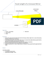 To Measure The Focal Length of A Concave Mirror: Diagram