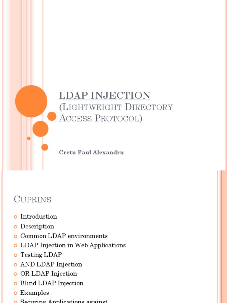 Ldap Injection Areas Of Computer Science Information Technology