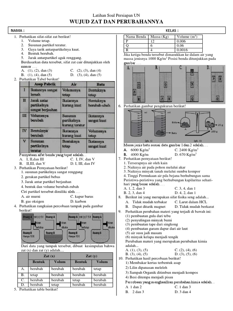 21 Contoh Soal Zat Dan Wujudnya Kumpulan Contoh Soal