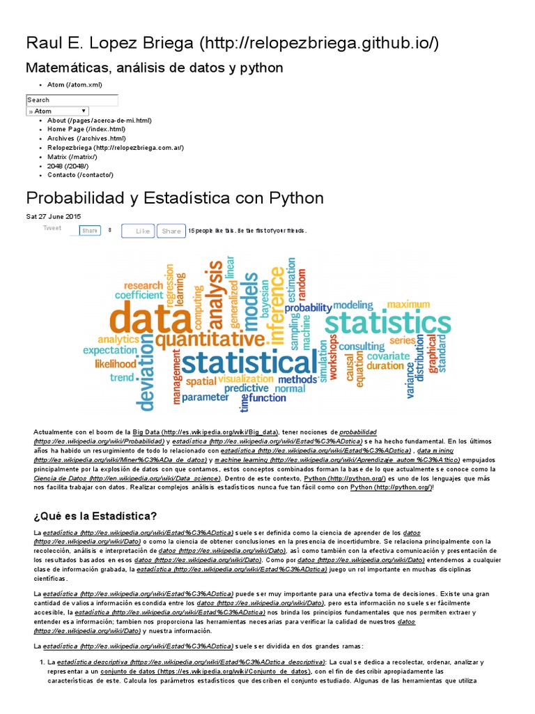 Probabilidad y Estadística con Python | PDF | Histograma | Estadísticas