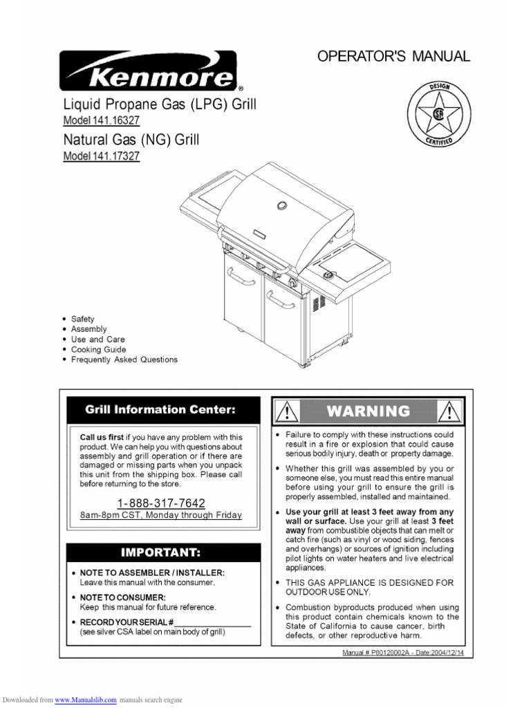 Kenmore Grill Manual PDF Barbecue Grill Door