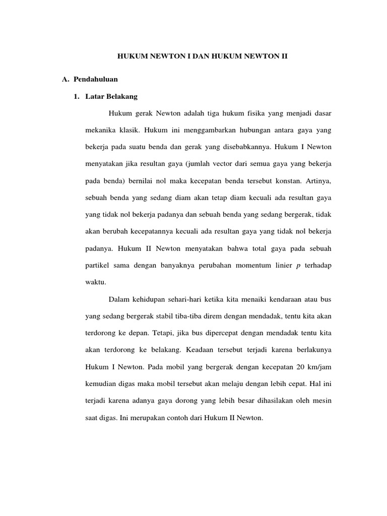 18 Makalah Fisika Tentang Hukum Newton 2