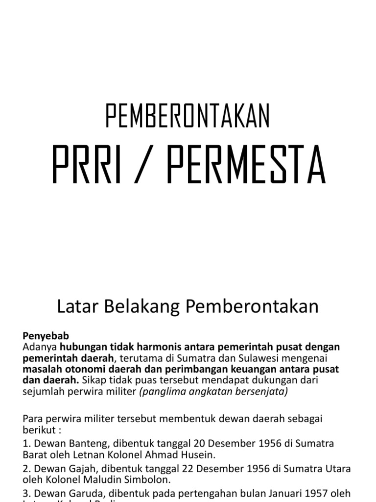 Latar Belakang Pemberontakan Permesta Ilmusosial Id