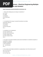 135 TOP Transformers - Electrical Engineering Multiple Choice Questions and Answers