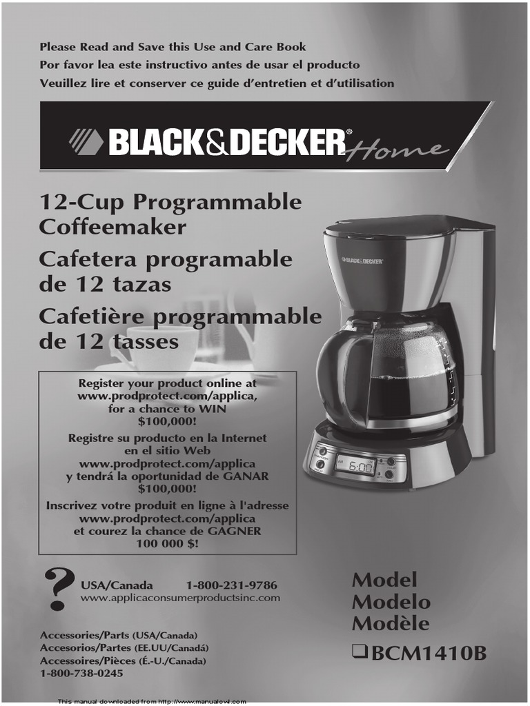 Black & Decker BCM1410B Manual PDF Coffee Manufactured Goods