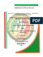 Clasificacion Genetica de Los Depositos Minerales
