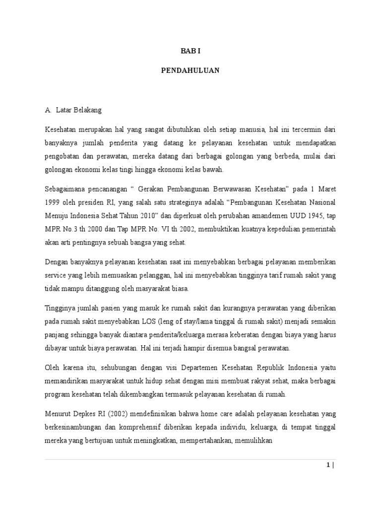 Pelaksanaan Home Care Di Rumah Sakit Pemerintah Dan Rumah Sakit Swasta Pdf