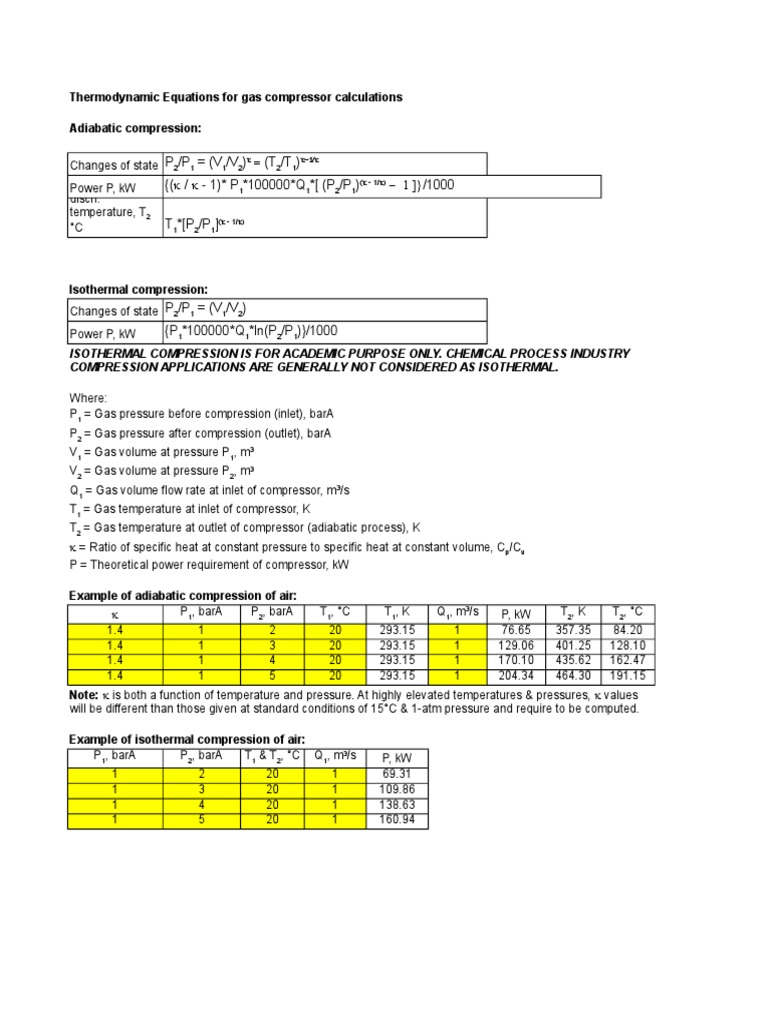 Compressor Power Calculation Methods | PDF | Gases | Mechanical Engineering