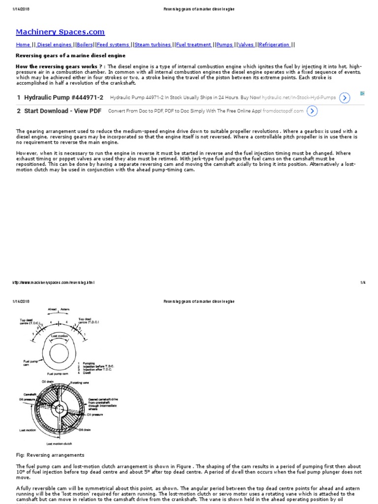 Reversing Gears of A Marine Diesel Engine | PDF | Internal Combustion ...