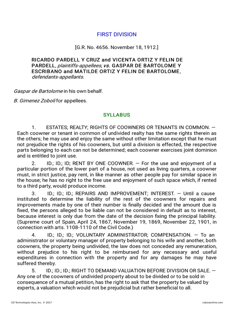 Partition of Inherited Property Between CoOwners PDF Lawsuit