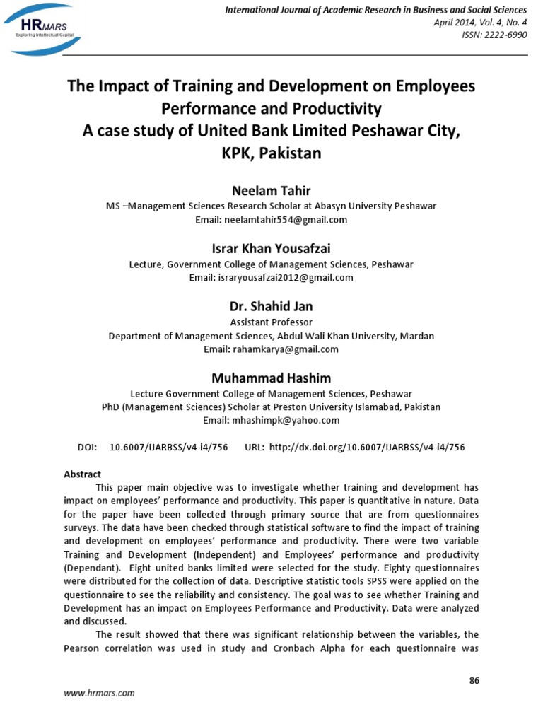 The Impact of Training and Development On Employees Performance and ...