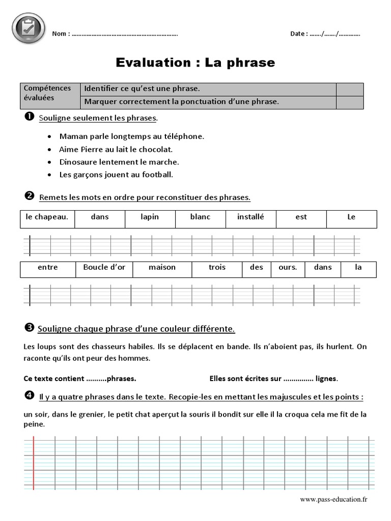 Les Types De Phrases Exercices Ce1 Pdf