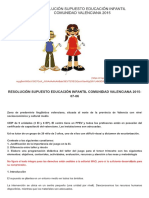 Resolución Supuesto Educación Infantil Comunidad Valenciana 2015