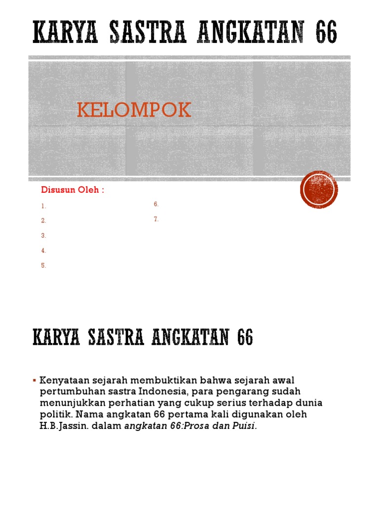 Karya Sastra Angkatan 66