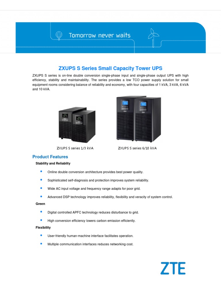 ZXUPS S Series Small Capacity Tower UPS | PDF