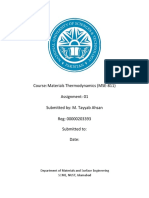 Course: Materials Thermodynamics (MSE-811) Assignment: 01 Submitted By: M. Tayyab Ahsan Reg: 00000203393 Submitted To: Date