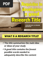 Requisites in Developing A Good Research Title