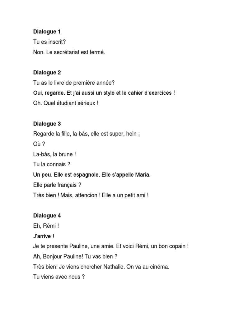 Dialogues simples en français A1 | PDF