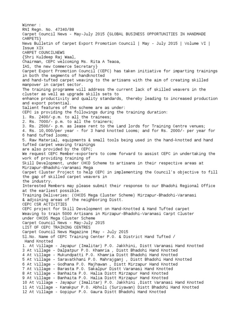 Skill Development in Carpet Weaving | PDF | Carpet | Dubai