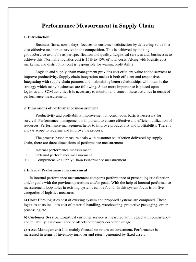 Supply Chain Performance Metrics | PDF | Supply Chain | Benchmarking