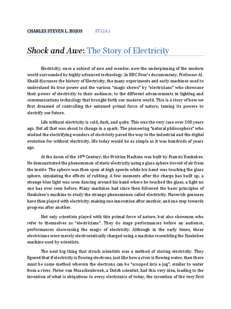 Shock And Awe The Story Of Electricity Pdf Electricity Electric
