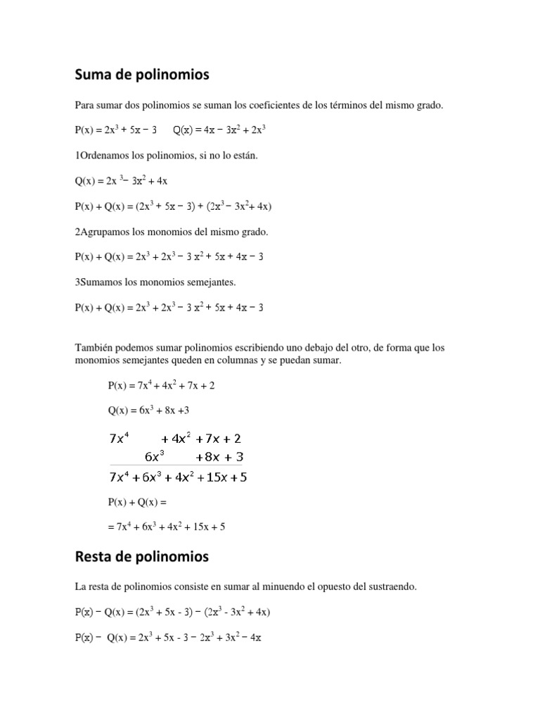 Suma de Polinomios