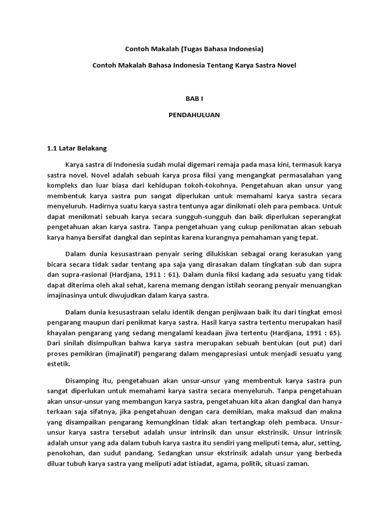 Contoh Makalah Novel
