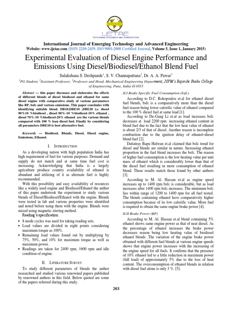 Diesel-Biodiesel-Ethanol Blend Study | PDF | Diesel Fuel | Diesel Engine