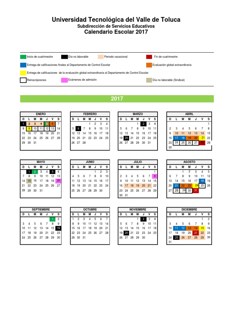 Calendario UTVT 2018 A PDF PDF Calendario Clima Calendario UTVT 2018 A PDF PDF Calendario Clima