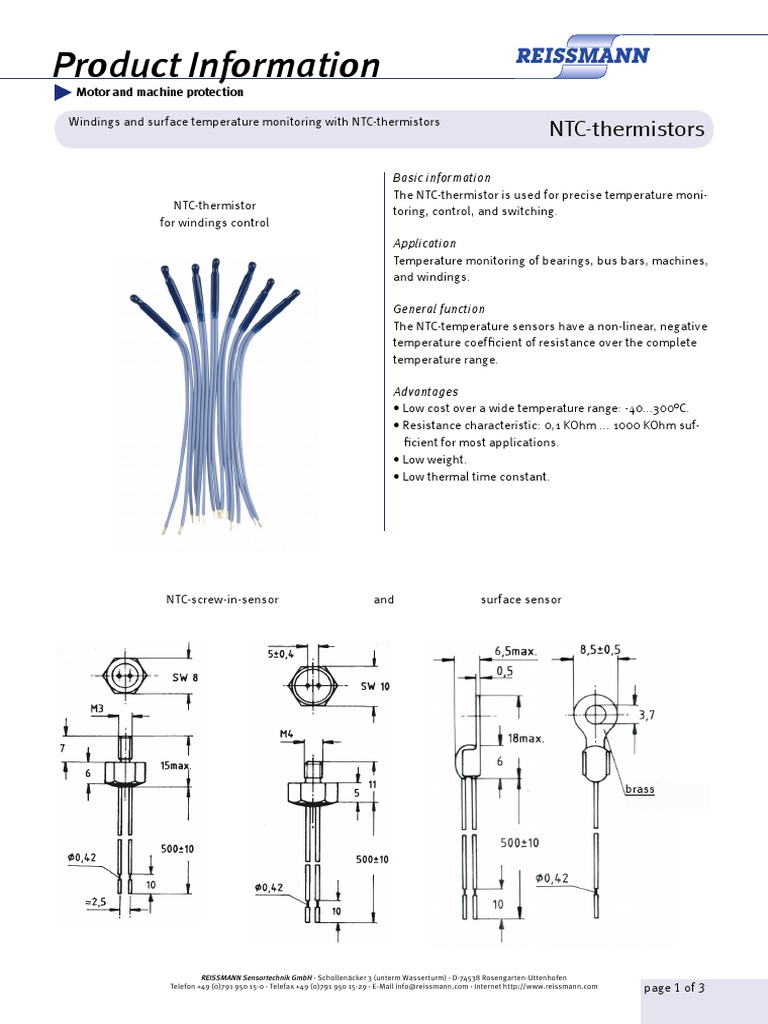 Product Information: NTC-thermistors | PDF | Electrical Engineering ...