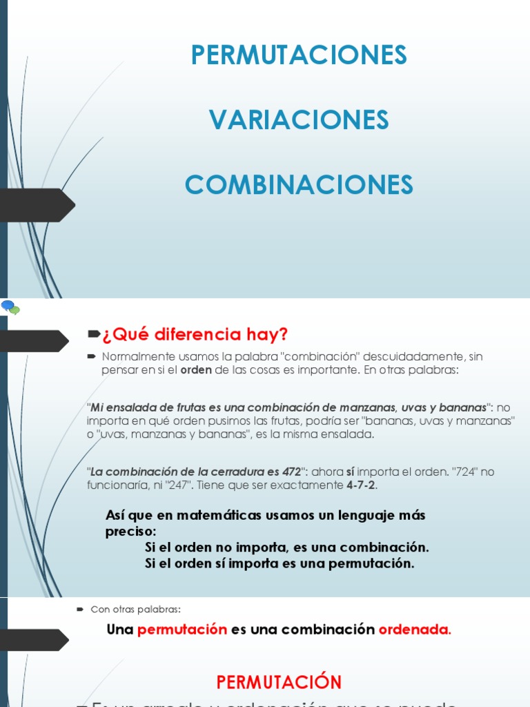 Combinaciones y Permutaciones | PDF | Permutación | Enseñanza de matemática