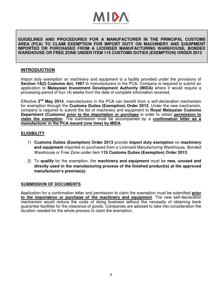 MIDA - GD SPM Manufacturer | PDF | Customs | Government