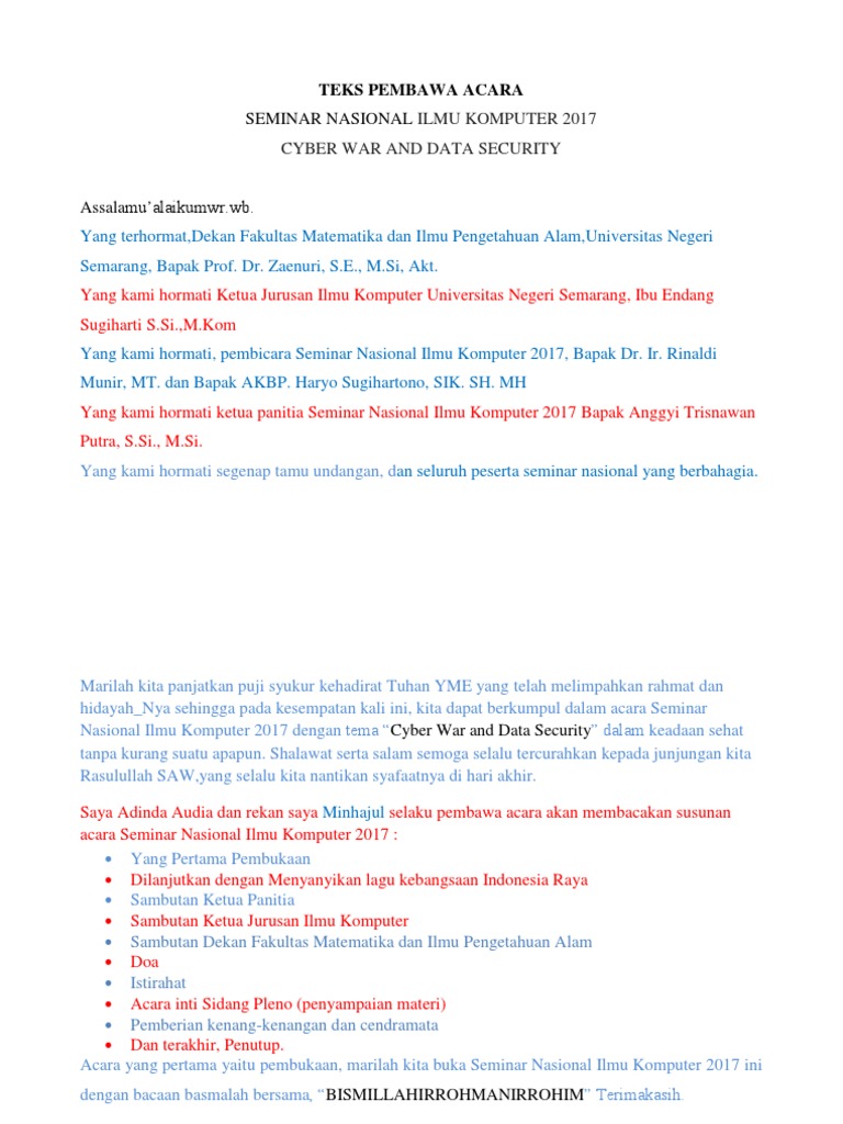 Contoh Naskah Mc Seminar Nasional