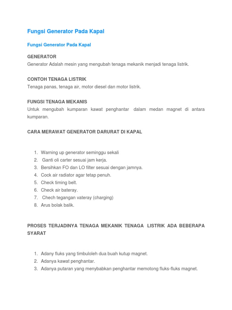 View Fungsi Generator Di Atas Kapal Images