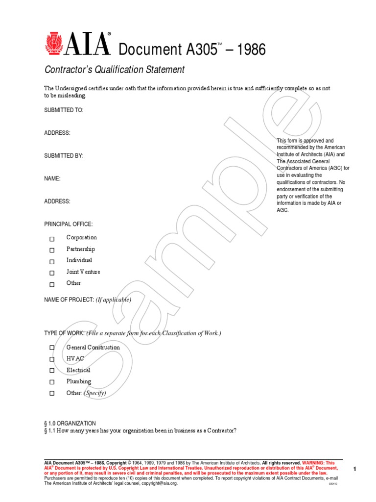 AIA A305 1986 Free Sample Preview Copyright Copyright Law Of The