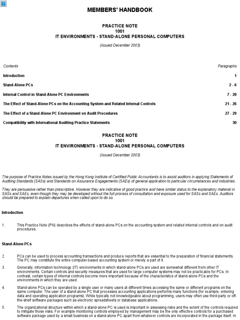 1001 It Environments - Stand-Alone Personal Computers | PDF | Internal ...