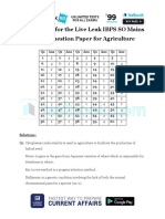 Answer Key for the Live Leak IBPS SO Mains Model Question Paper for Agriculture