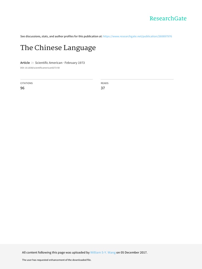 Overview of the Chinese Language | PDF | Tone (Linguistics) | Chinese ...