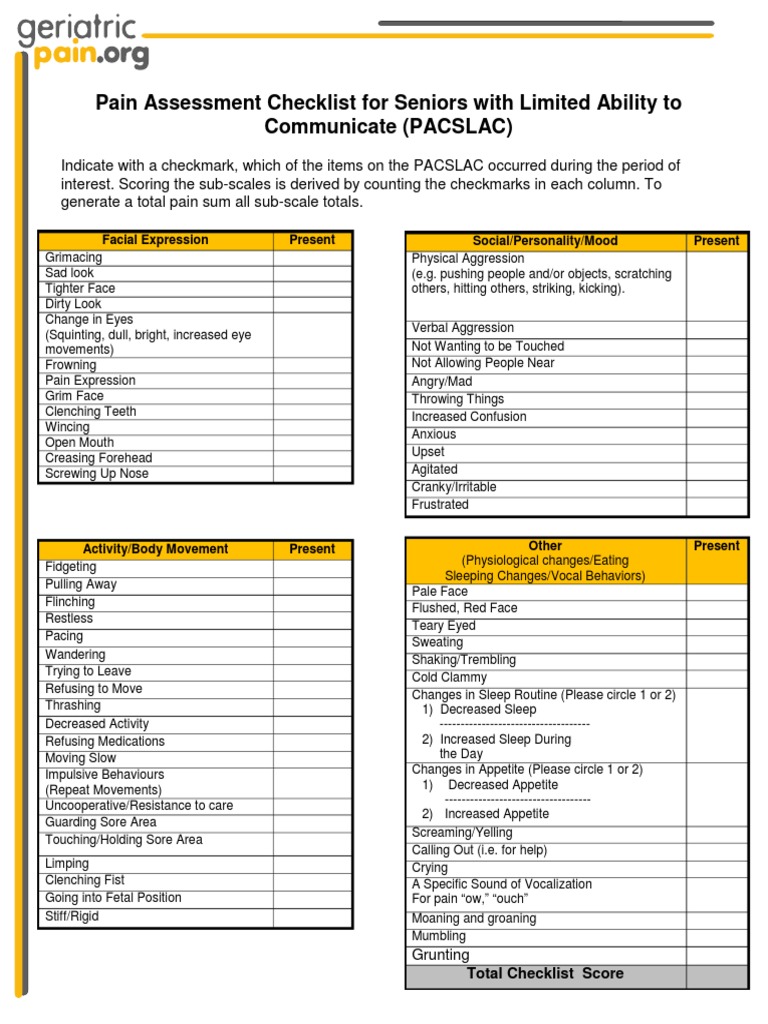 pacslac_checklist_with_sm_logo.pdf | Pain | Behavioural Sciences | Free ...